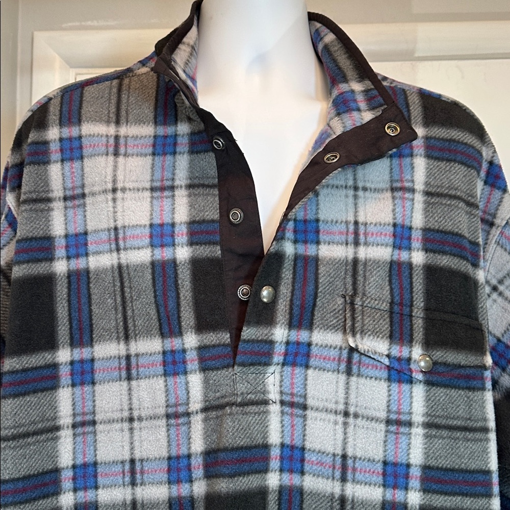 IZOD Streetwear 1/4 Snap-Up Scottish Plaid Pullover Shirt Jacket XXL - Picture 3 of 10
